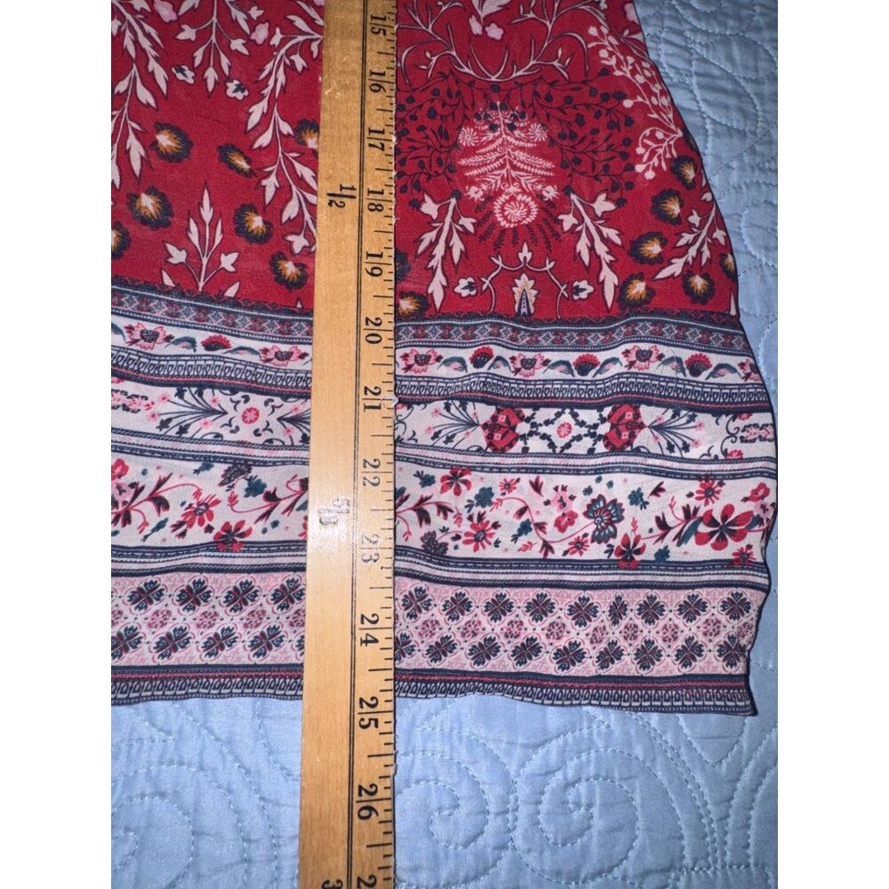 Knox Rose Womens Sleeveless Boho Red Floral Print Tunic Top L - Picture 6 of 6